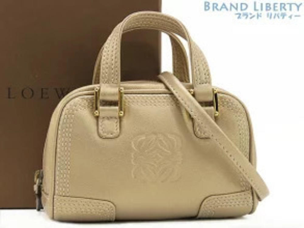 Loewe Amazona Handbag Shoulder Pouch Clutch Pochette Handbag Metallic Gold
